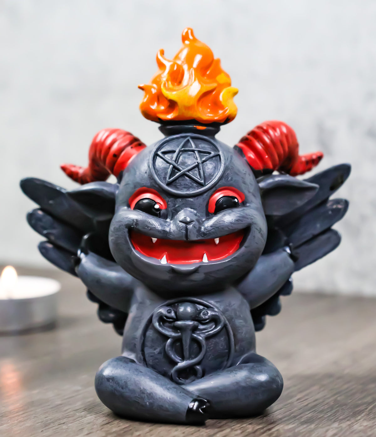 Wicca Occult Pentagram Baphy The Sabbatic Baby Goat Baphomet Summoned Figurine