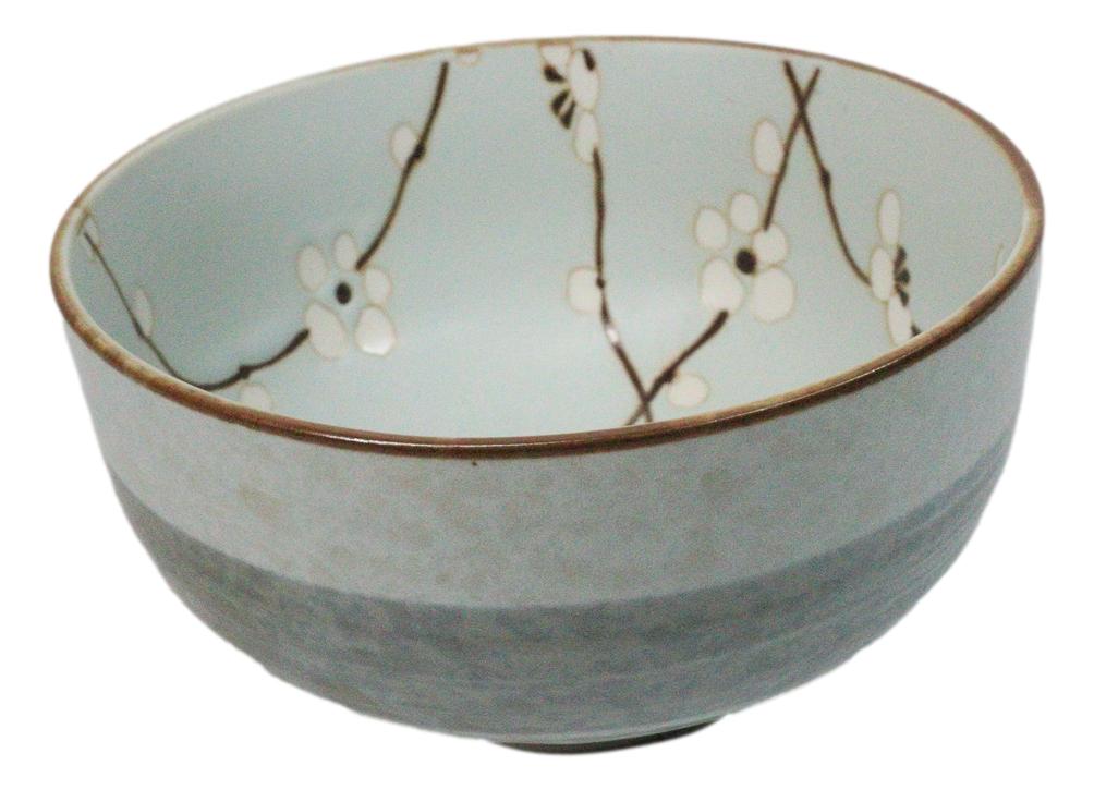 Set Of 4 Made In Japan Ceramic Soushun Sakura Blue Plum Medium Tayo Bowls 21oz