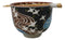 White Japanese Cranes Ceramic Donburi Ramen Soup Bowl With Chopsticks Set