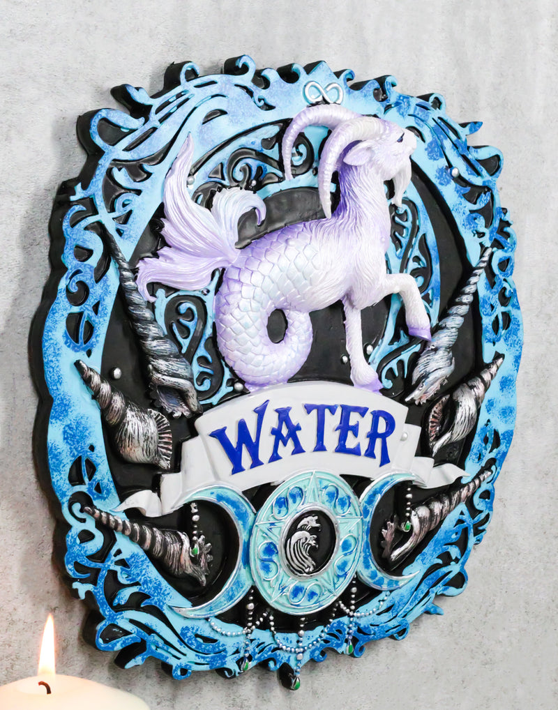 Elemental Water Nation Capricorn Ram Dragon Triple Moon Symbol Wall Decor