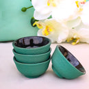 Soft Green Textured Japanese Tetsubin Style Cast Iron Mini Tea Cups Set of 4