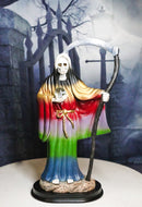 Rainbow Robe Santa Muerte With Scythe All Powerful Transient Figurine 12"H