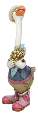 Set of 2 Western Cowboy Cowgirl Ducks With Hats Scarves And Boots Figurines