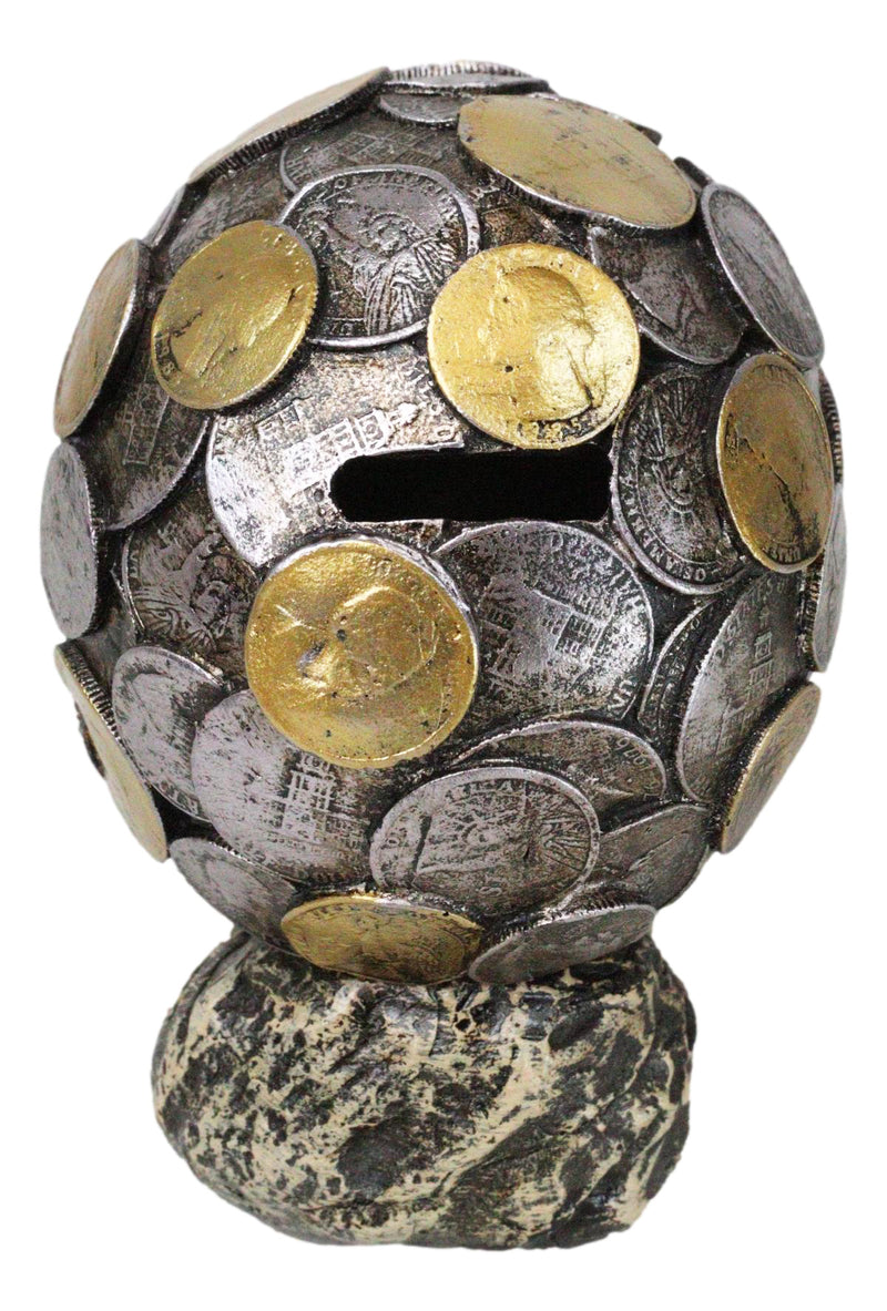 Metallurgy Currency Silver and Gold Coins Skull Face Money Coin Bank Figurine