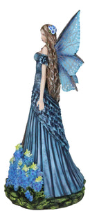Large 17"H Blue And Purple Beautiful Lavender Garden Meadows Fairy Figurine