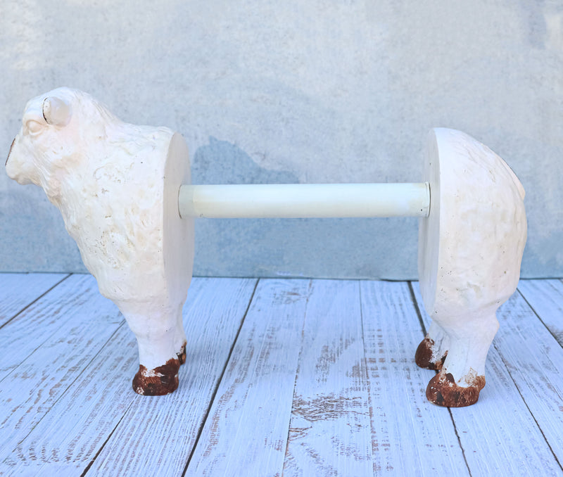 Rustic White Sheep Lamb Free Standing Kitchen Paper Towel Holder Dispenser