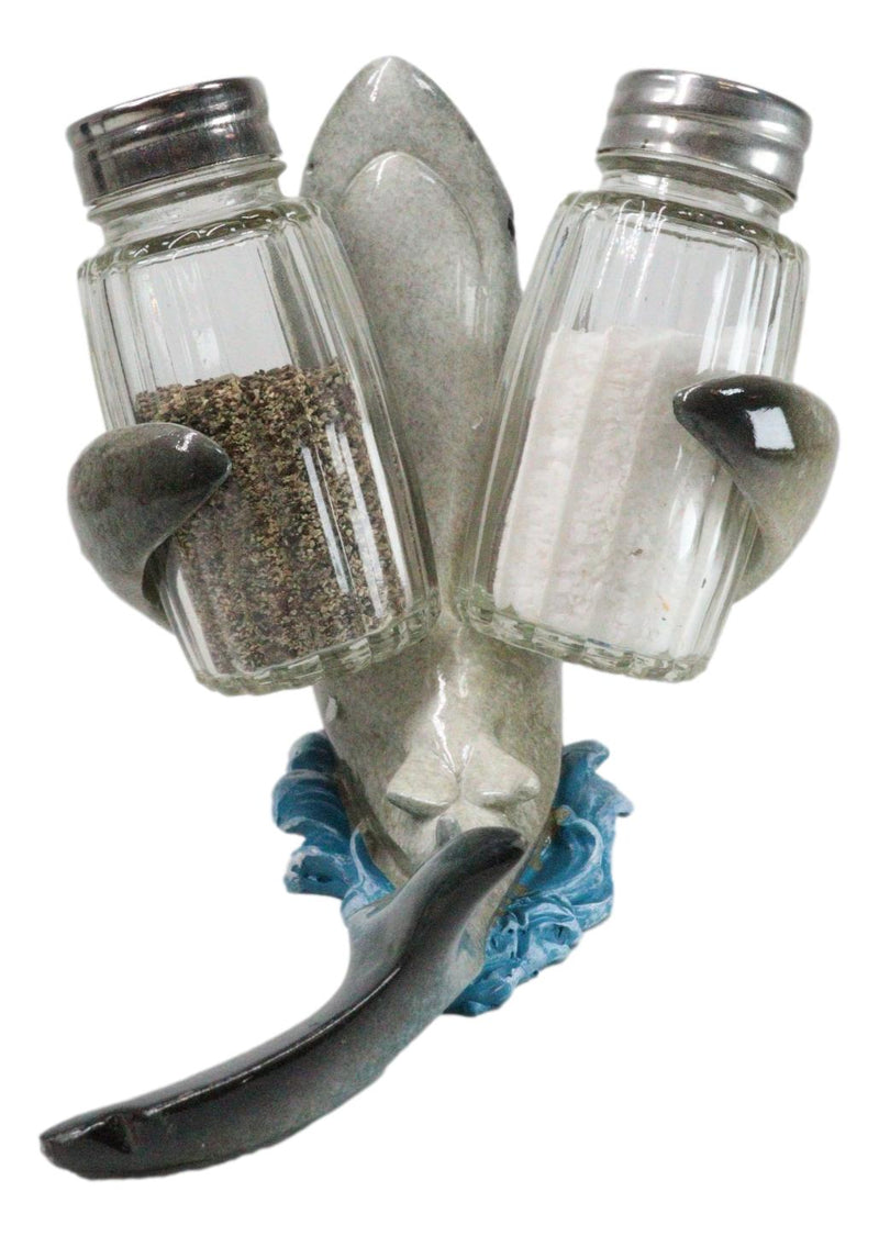 Sea Ocean Marine Apex Predator Great White Shark Salt And Pepper Shakers Holder
