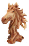 Wild Stallion Horse Bust In Faux Cedar Wood Finish Figurine 11"H Resin Decor