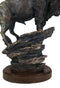 Large 20"H North American Grassland Plains Bison Buffalo On Rocky Slope Statue