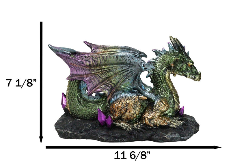 Voyage Of The Purple Iridescent Crystal Rainbow Dragon Wine Holder Statue 12"L