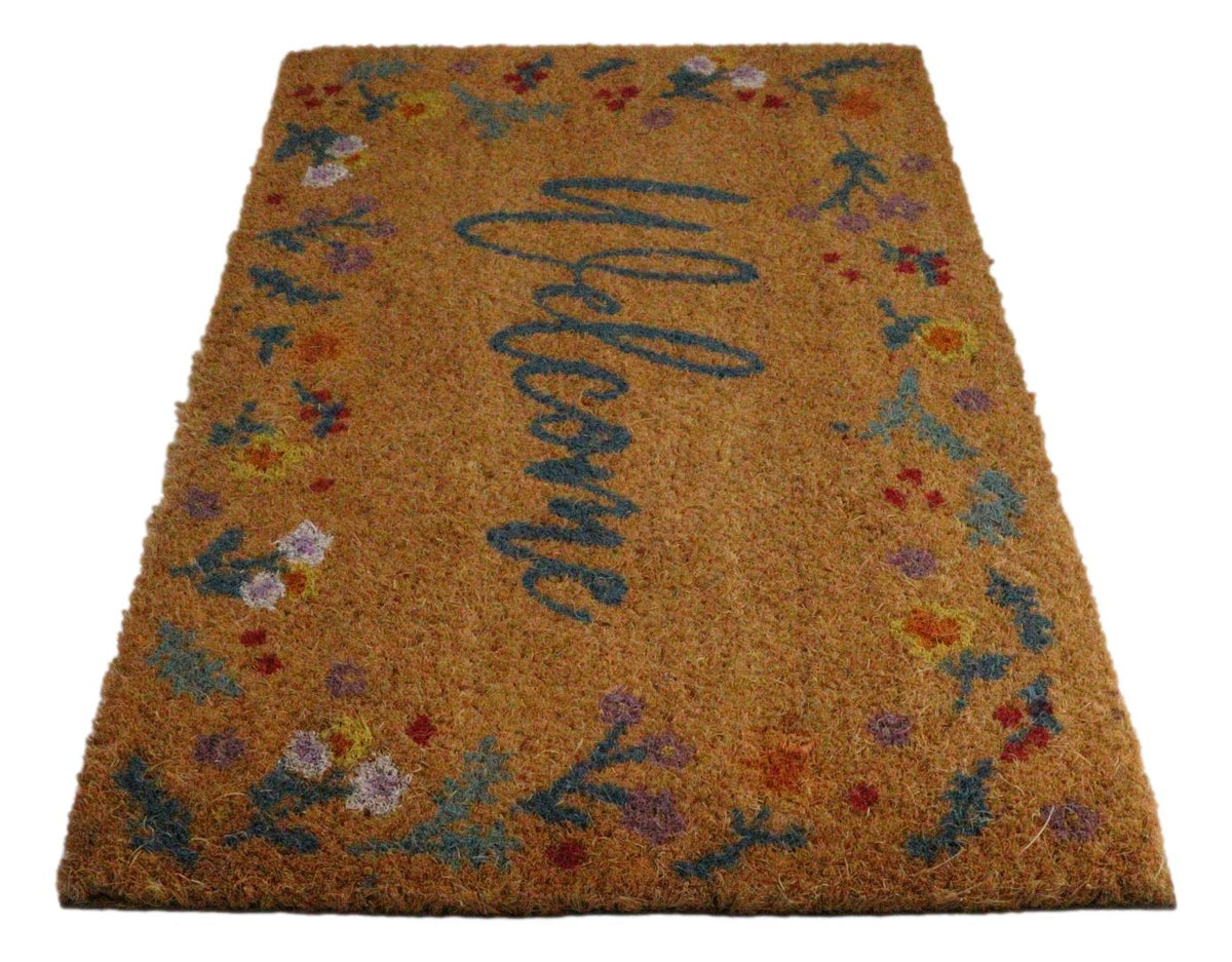 Natural Botanical Welcome Coir Coconut Fiber Welcome Floor Mat Doormat
