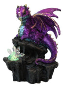 Purple Magenta Spyro Baby Dragon On Faux Geode LED Crystals Rock Figurine