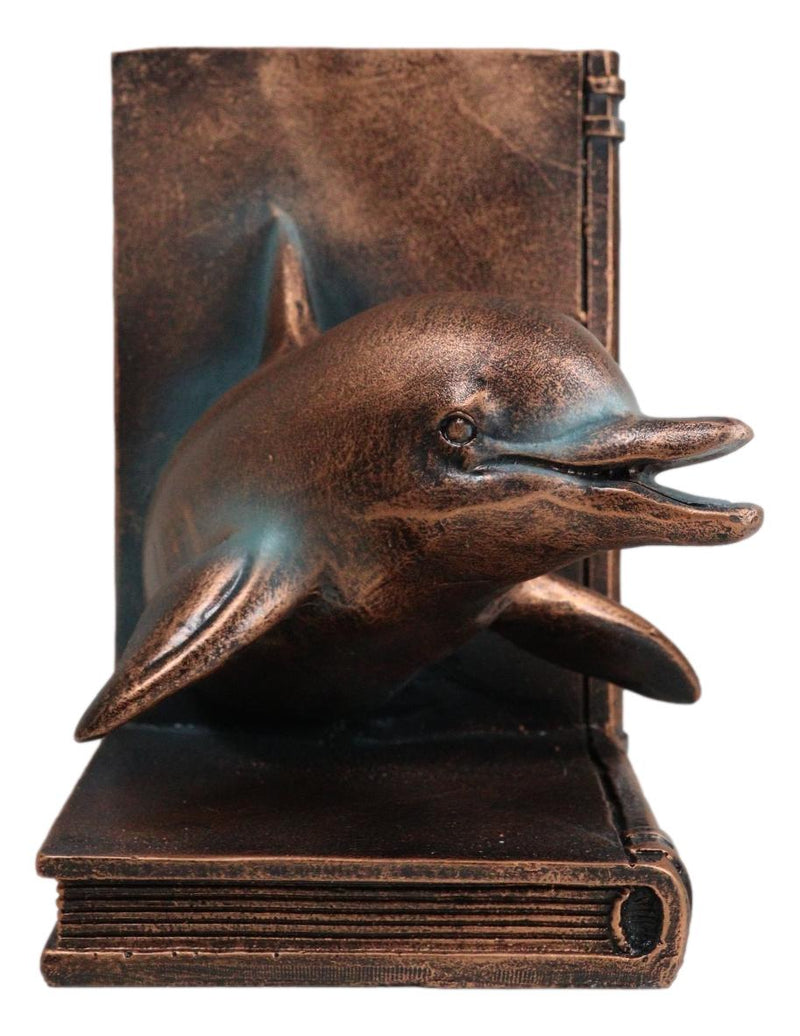 Sea Coastal Nautical Marine Bottlenose Dolphin Fishes Swimming Bookends Pair Set