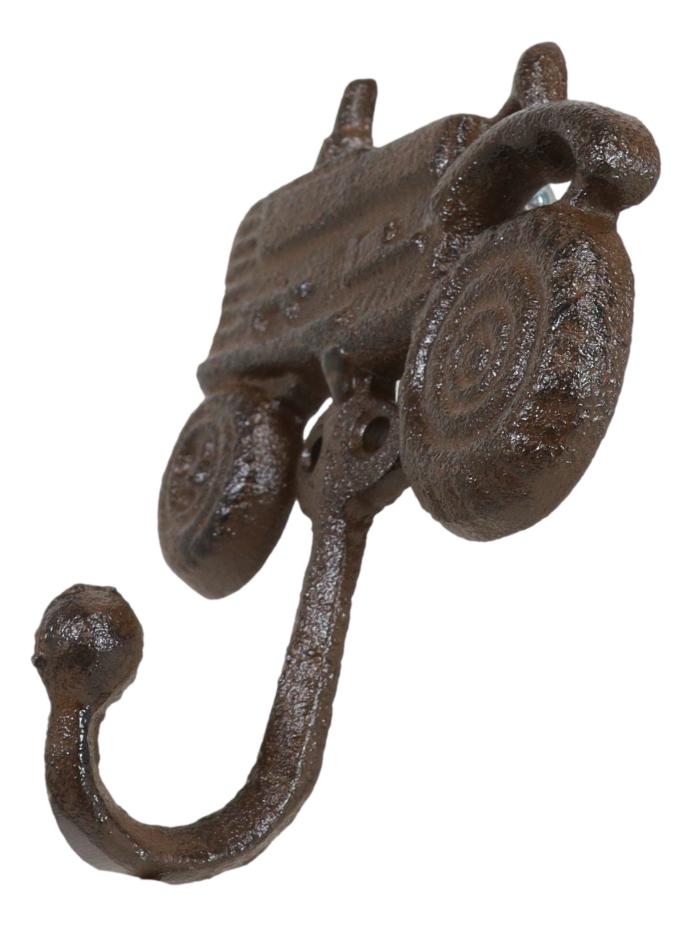 Pack of 2 Rustic Western Farm Tractor Cast Iron Metal Wall Hook Sculptures