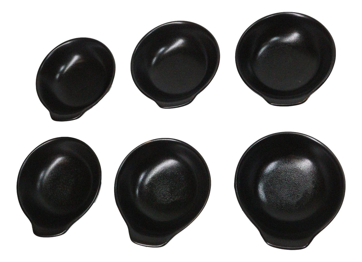 Pack Of 6 Black Kokuyo Minimalist Small Ponzu Tonsui Salad Bowls With Handle 5oz