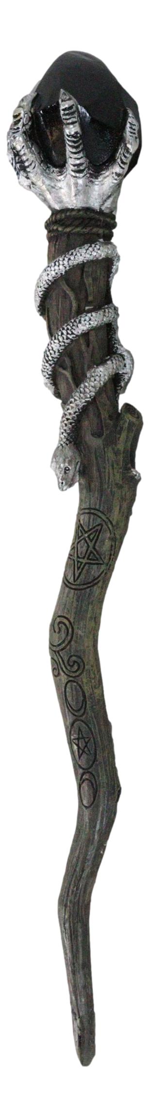 Silver Skeletal Hands Black Magic Stone Cosplay Wand 13" Accessory Costume Prop