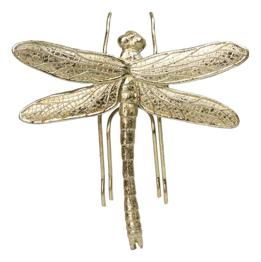 Small Gold Leaf Resin Modern Dragonfly Wall Sculpture Or Tabletop Decoration 7"