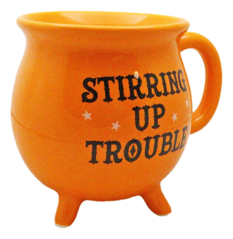 Wicca Magic Orange Stirring Up Trouble Cauldron Ceramic Mug With Handle 16oz