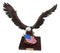 Large Wings Of Liberty Bald Eagle Set On American Flag Statue With Base 17"