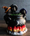 Wiccan Witch Hats Trio Kitten Cats Sitting In Triple Moon Fire Cauldron Figurine