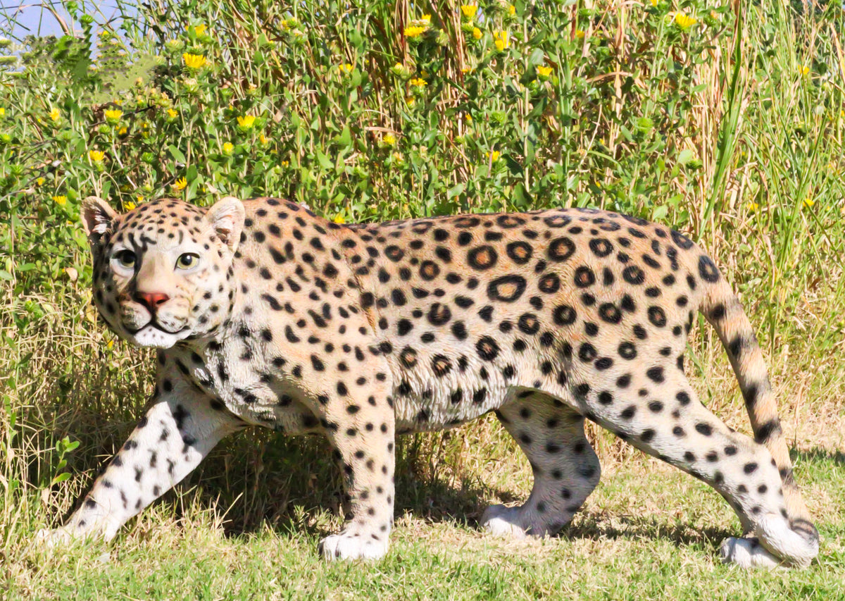 Large Lifelike Prowling Jaguar Statue 33"L Panther Cougar Puma Giant Cat Decor