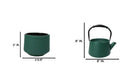 Green Modern Straight Edge Tetsubin Cast Iron Teapot 33oz And 4 Tea Cups Set