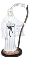 Large 2 Feet Tall Holy Death Santa Muerte Holding Scythe In White Robe Statue