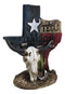 Set Of 2 Western Texas Map Cowboy Boots Cow Skull Horseshoe Cactus Figurines