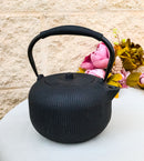 Matte Black Tokusa Vertical Lines Design Tetsubin Larger Cast Iron Teapot 33oz