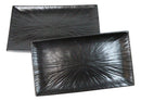 Pack Of 3 Black Tetsu Kesho Porcelain Long Rectangular Serving Platter 15"X8.5