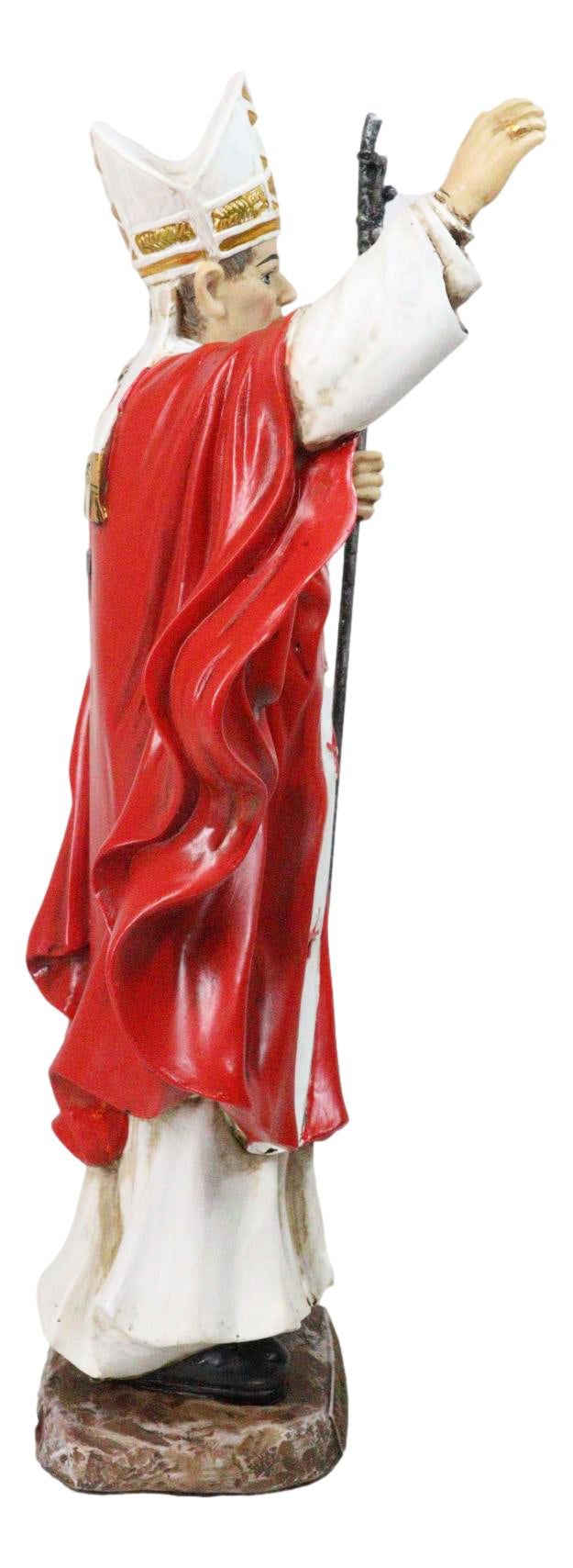 Venerable Pontiff Pope Saint John Paul II Holding Papal Ferula Crucifix Figurine