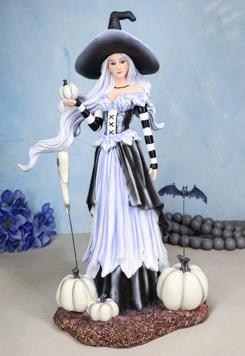 Fantasy Amy Brown Ghost Pumpkins Witch With Bat and Haunted Spirit Figurine