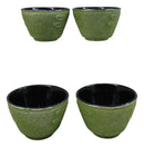 Pack Of 4 Green Tombo Dragonfly Cast Iron Tetsubin Textured Tea Cups 3oz