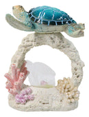 Marine Ocean Sea Turtle Swimming Over Coral Reef With Acrylic LED Light Figurine