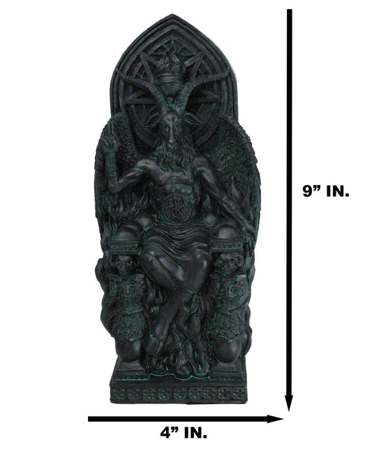 Sabbatic Goat Idol Baphomet Seated On Hell Pentagram Throne Home Decor Statue - Ebros Gift