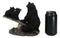 Rustic Forest Black Bear Mother and 2 Cubs Sitting On Tree Logs Seesaw Figurine