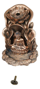 Meditating Buddha Gautama Sitting On Lotus Padma Backflow Cone Incense Burner