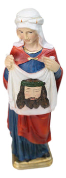Patron Saint Veronica Holding Sudarium Veil with Jesus Face Figurine 8.25"H