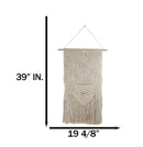 Boho Hand Woven Cotton Macrame Tapestry With Center Pocket & Tassels Wall Decor