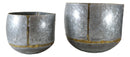 Farmhouse Rustic Galvanized Metal Silver with Gold Accent Wall Planters Set of 2