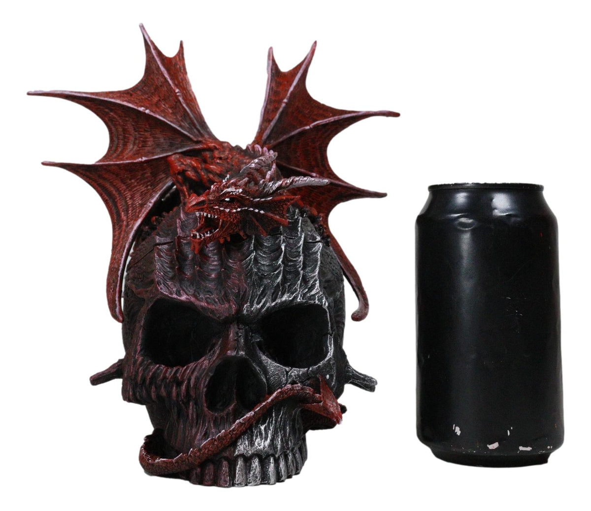 Infection Virus Zombie Skull With Red Wyvern Dragon Decorative Box Figurine