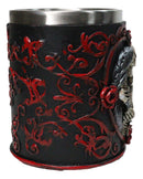 Red Rose Heart Motif Gothic Skeleton Couple Kissing Resin Coffee Cup Mug