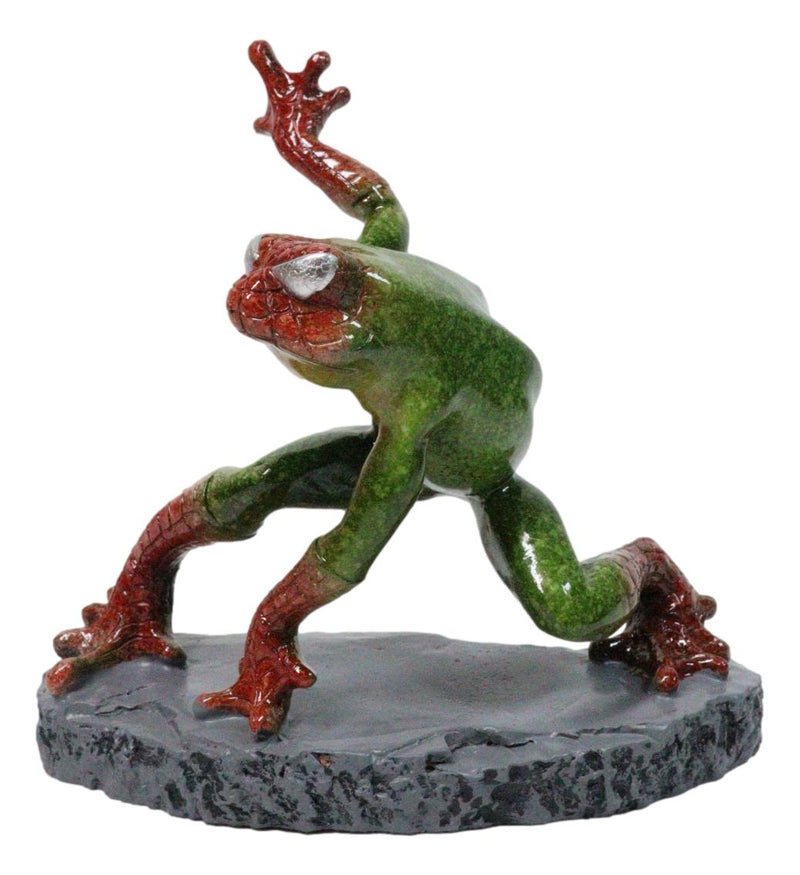 Green and Red Superhero Frog Spider Man in 3 Point Hero Pose Decor Figurine