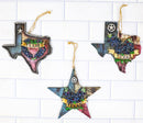 Western Texas Bluebonnet Lone Star State Map Wall Or Tree Ornaments Set of 3