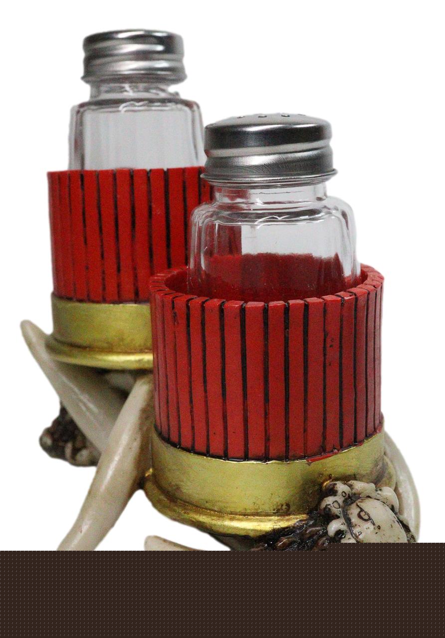 Western Entwined Stag Deer Antlers With Shotgun Bullets Salt Pepper Shakers Set
