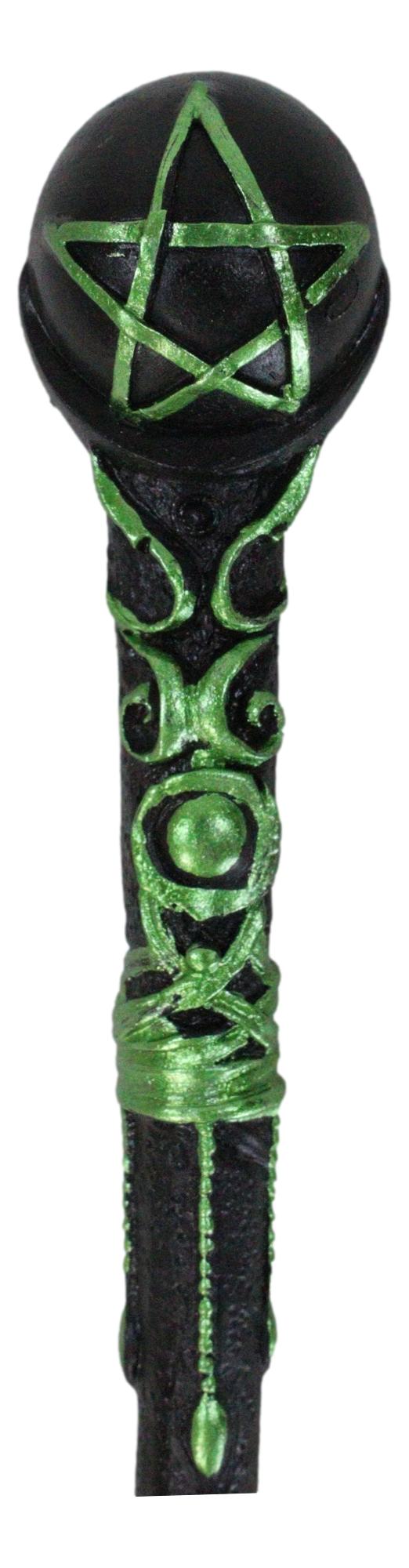 Wicca Shadowsong Pentagram Green Shaman Cosplay Magic Wand 9.5" Accessory Prop