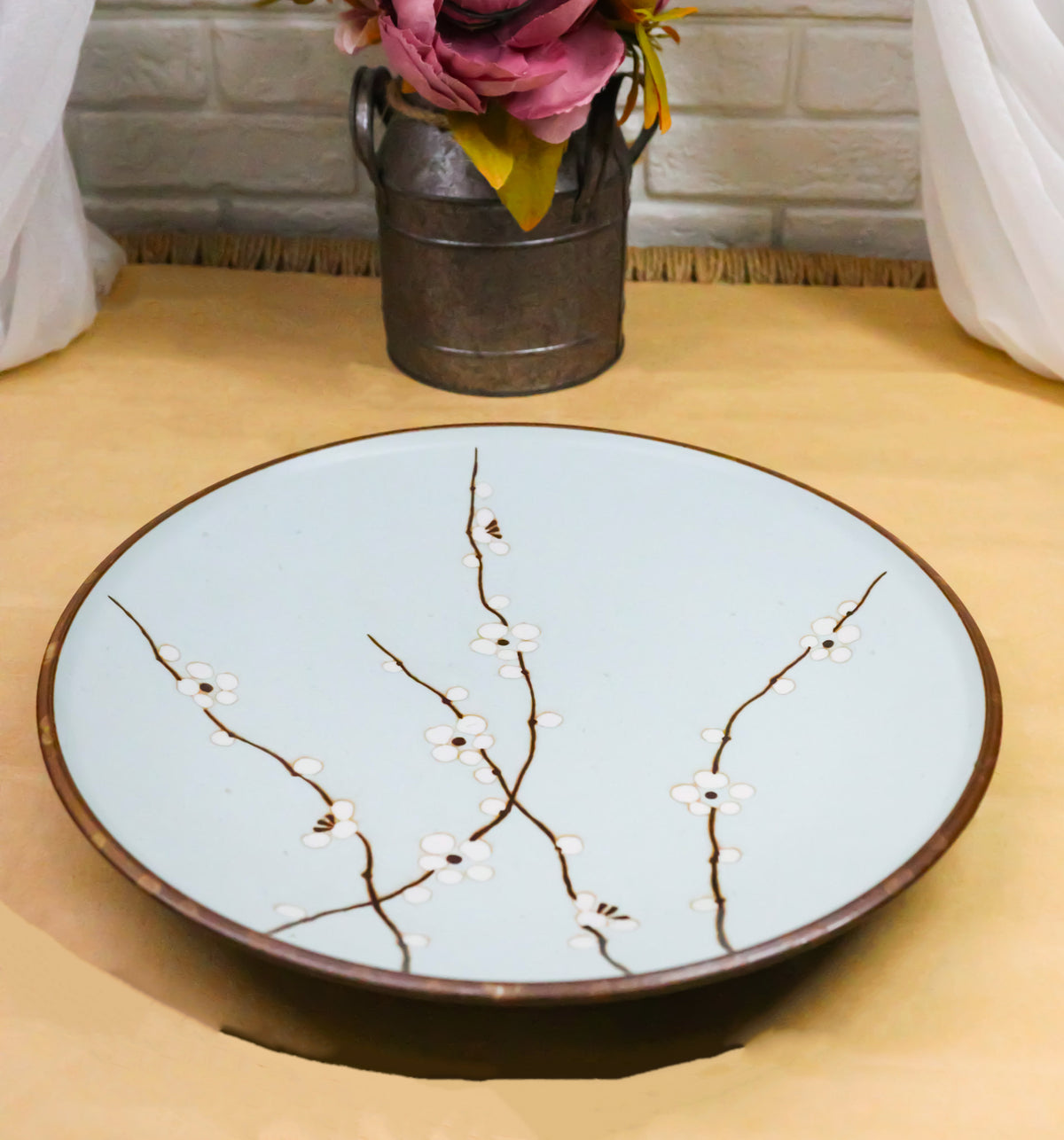 Made In Japan Ceramic Soushun Sakura Cherry Blossoms Large Dinner Plates 11"D