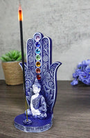 Blue Nirvana Hamsa Palm Buddha Rainbow Chakra Stones Incense Holder Figurine