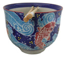 Auspicious Red Koi Fishes In Blue Waters Donburi Ramen Bowl With Chopsticks Set