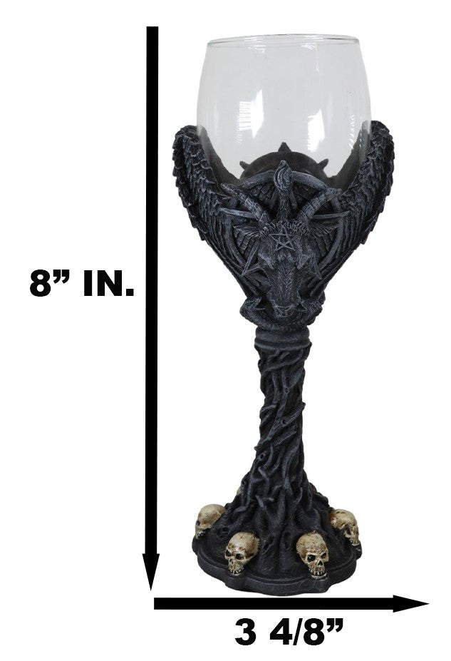 Sabbatic Goat Baphomet Pentagram Raven Wings Dendritic Vines Wine Goblet Cup